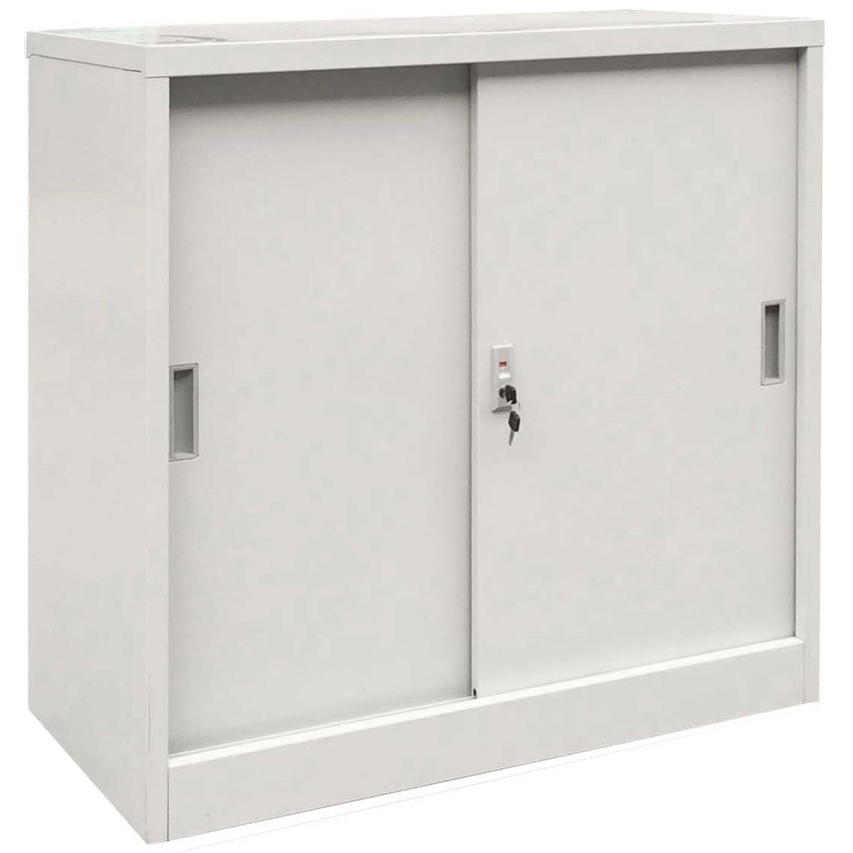 furnit.bg-202203-metalen-ofis-shkaf-12377 Нисък метален офис шкаф с плъзгащи врати - Image 1